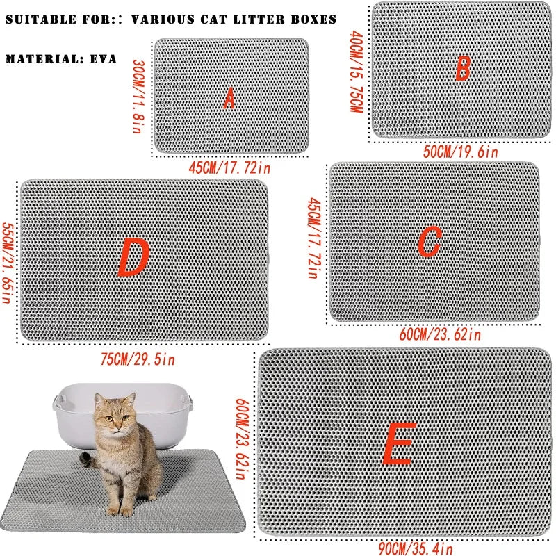 Cat Litter Mat Water Urine Proof Double Layer Pet Foldable Cat Litter Trapping Pet Carpet Bed Pads For Cats Pet Clean Supplies