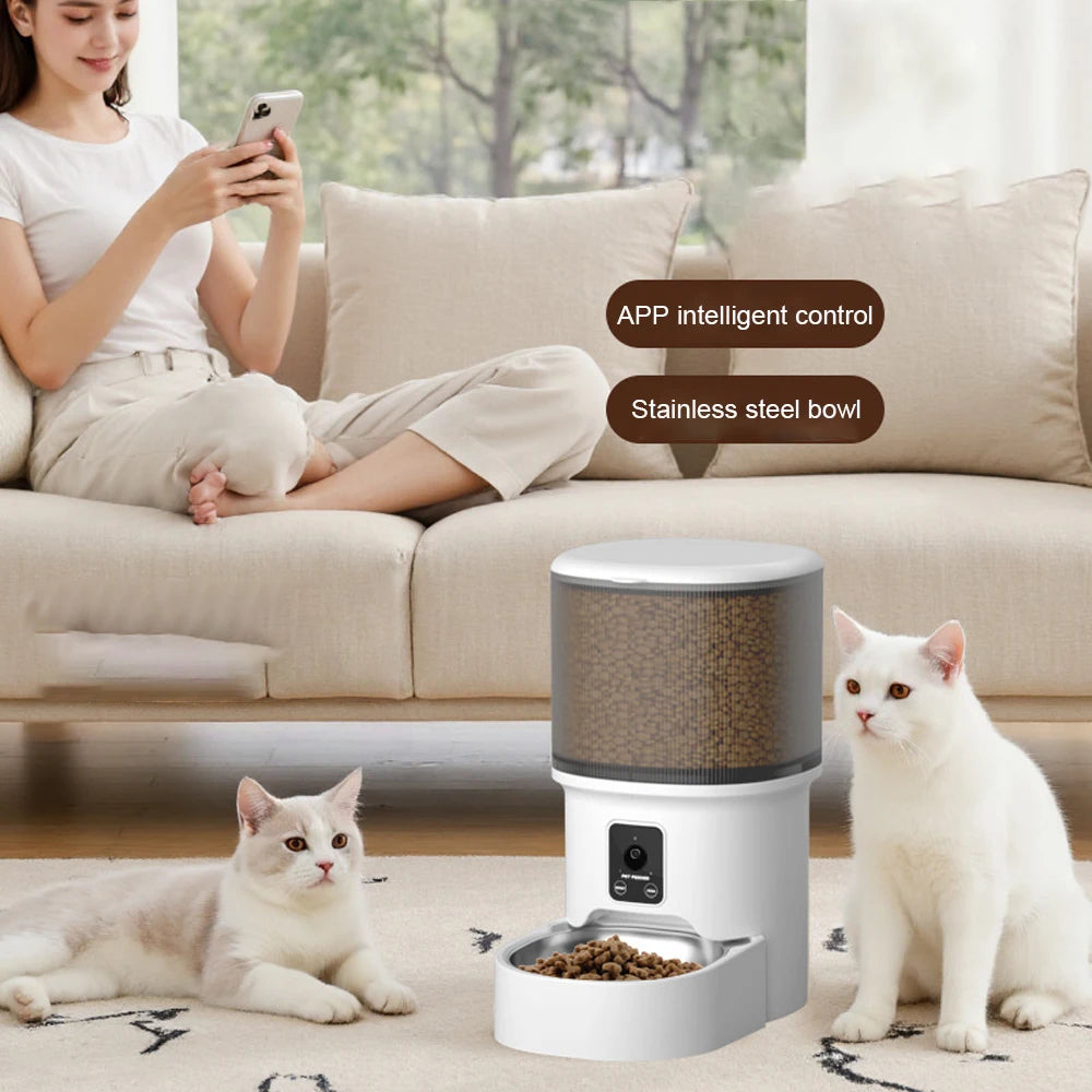 4L USB Smart Button WIFI APP Video Pet Feeder Automatic Cat Food Dispenser Bowl Dog Slow Food Feeder With Timed Camera Feeder