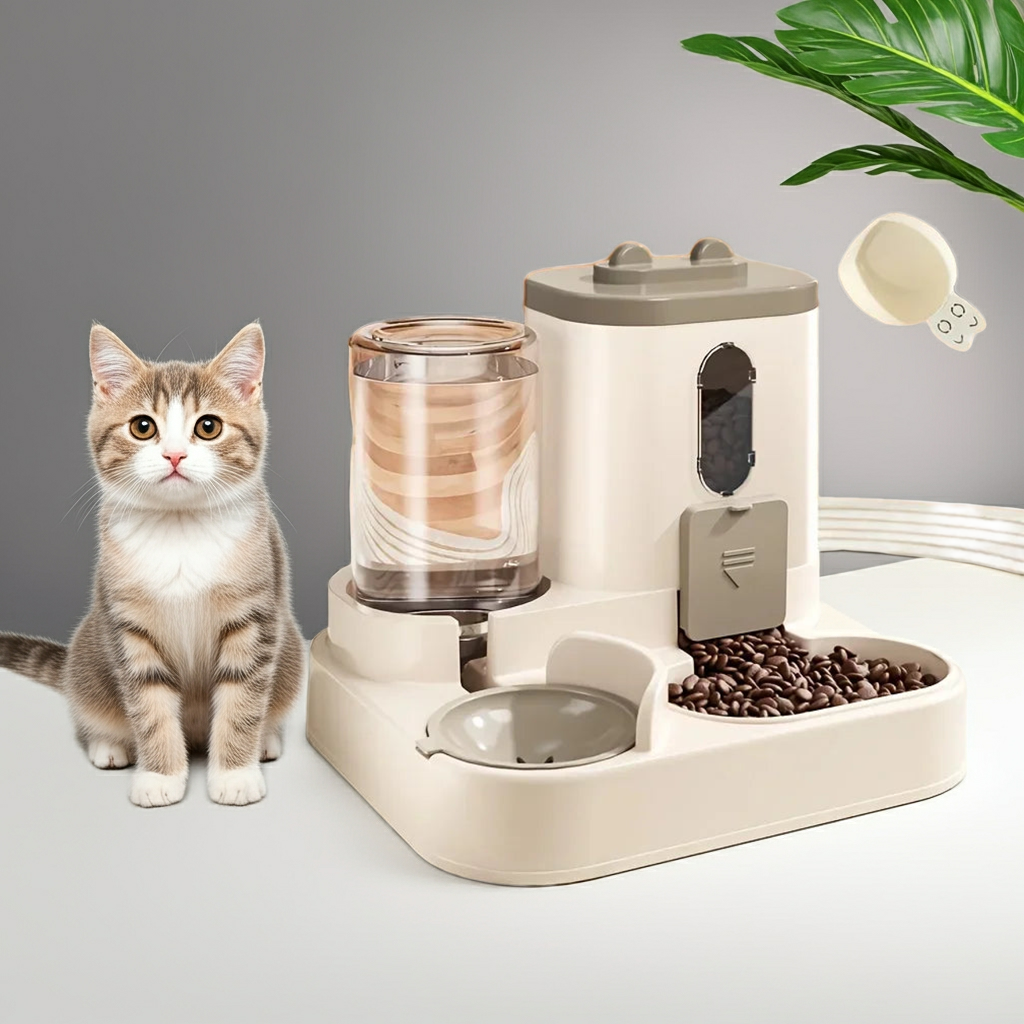 2in 1 Cat Food Dispenser Water and Food Integrated Fully Automatic Cat Food Feeding and Water Dispenser Cute Water Dispenser Dropshipman