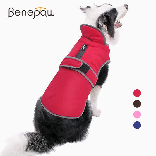 Benepaw Warm Dog Jacket For Small Medium Large Dogs Waterproof Reflective Pet Clothes Winter Fleece Puppy Clothing Windproof