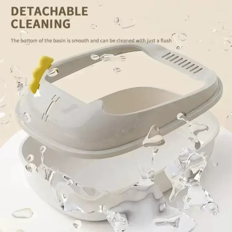 Large Capacity Cat Litter Box Cat Toilet Kitty Sandbox Cats Cleaning Basin Bathroom Semi Closed Splashproof Cats Tray Pet Supply Dropshipman