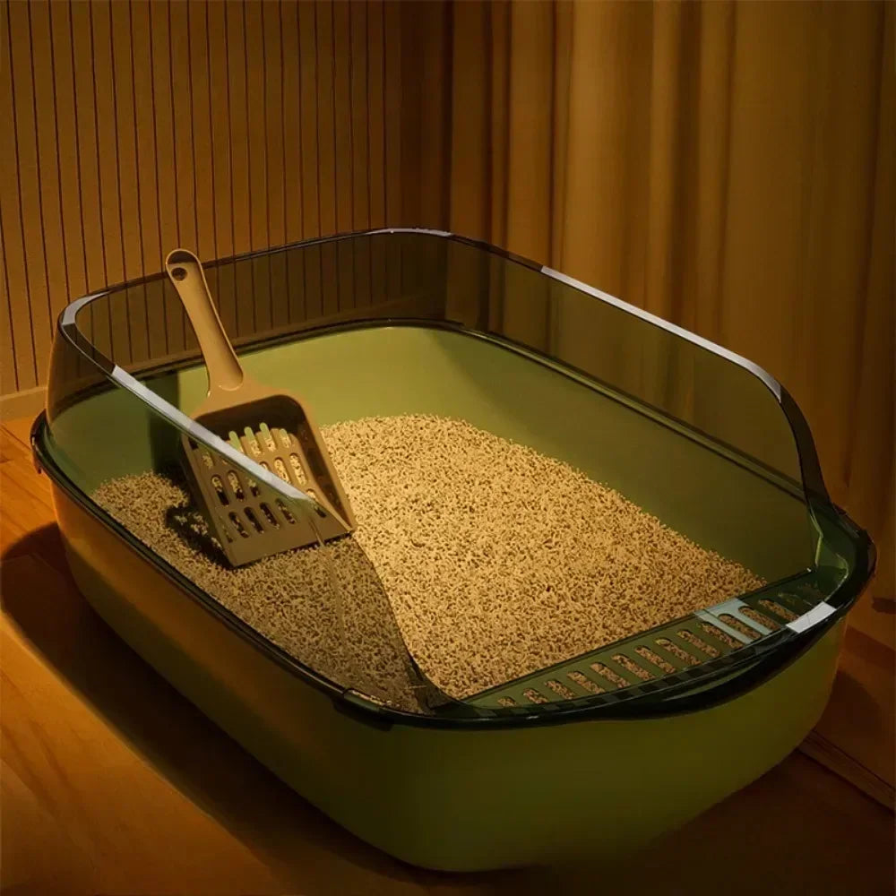 Open Style Cat Litter Box Thickened Simple Easy To Clean Splash Proof Pet Toilet Widening and Raising Semi Enclosed Cat Toilet Dropshipman
