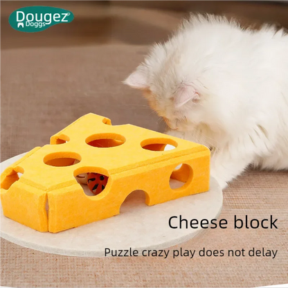 Felt Cat Puzzle Toy Hollow Interactive Teasing Box With Ball Scratch Resistant Claw Grinding Toy For Cats