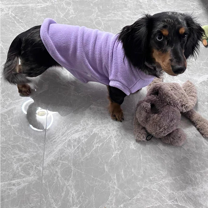 Two-Legged Fleece Sweater for Small Wiener Dogs Winter Short Sleeves Warm Coat for Small Dachshund Dogs Loungewear for Badger