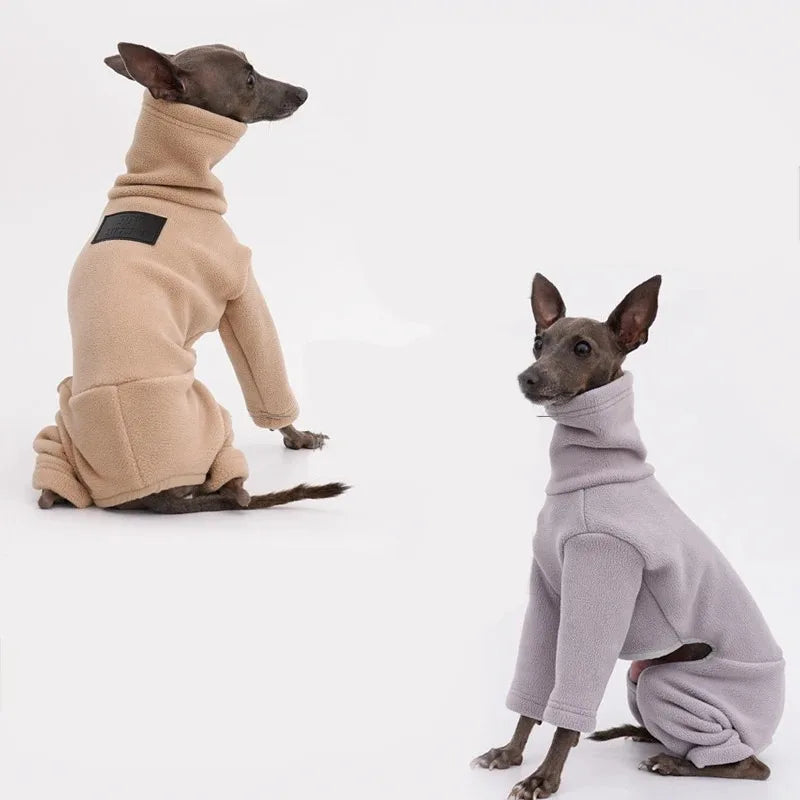 Dog Clothes Whippet Greyhound Clothes Winter Warm Double Sided Polar Fleece Four-legged Dog Jacket High Collar Winter Clothes