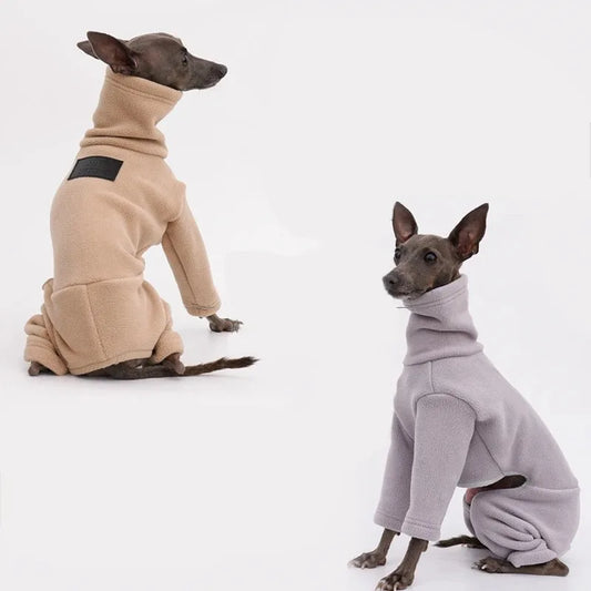 Dog Clothes Whippet Greyhound Clothes Winter Warm Double Sided Polar Fleece Four-legged Dog Jacket High Collar Winter Clothes