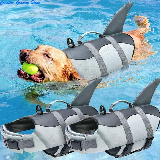 Life Jacket Dog Shark Dog Swimsuit Enhanced Buoyancy Small Dogs Swimming Clothes Safety Vest with Handle for Dogs Surfing