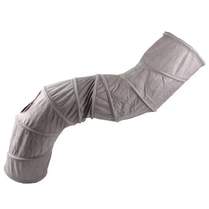 Cat Tunnel for Indoor Cats Collapsible Cat Toys Play Tube 3 Ways S Shape Cat Tunnel Grey Suede Pet Crinkle Tunnels for Cat Dropshipman