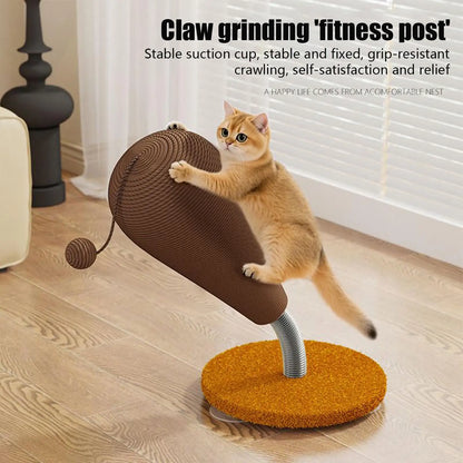Kitten Scratching Post Vertical Scratcher Furniture Protector Interactive Toys with Suspending Ball for Play Area Indoor