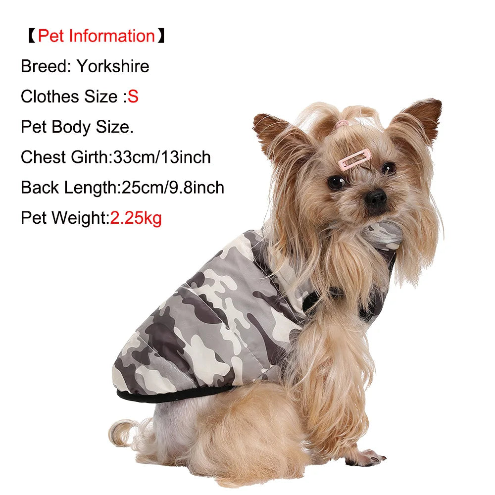 Reversible Dog Clothes For Small Medium Dogs Cats Winter Warm Puppy Lightweight Coat Vest Chihuahua French Bulldog Pet Clothing