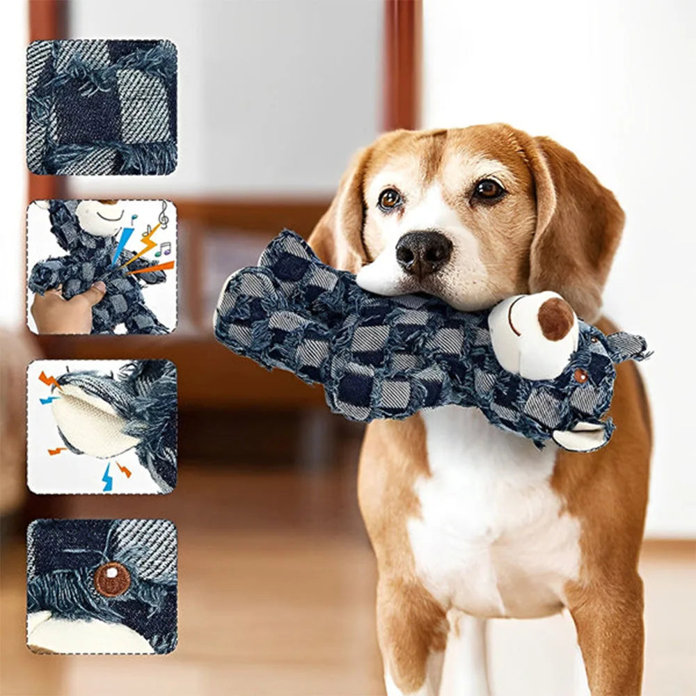 Cute Stuffed Bear Dog Toy chewing toy Indestructible Bite Resistant for Pet Puppy Squeaker Squeaky Molar Training Dogs Toys