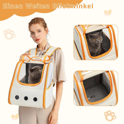 Kono Cat Backpack Foldable Lightweight Stable Pet Backpack for Cats & dogs Side & Upper Openings