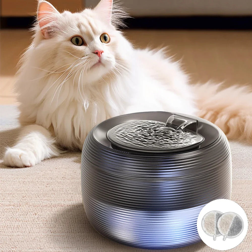 Ultra Quiet Cat Water Fountain Automatic cyclic filtering Pet Drinking Water Cat and dog Constant Temperature WaterBowl with LED