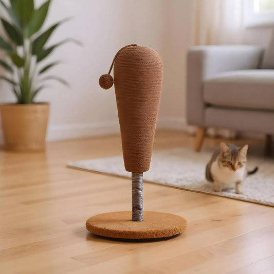 Kitten Scratching Post Vertical Scratcher Furniture Protector Interactive Toys with Suspending Ball for Play Area Indoor