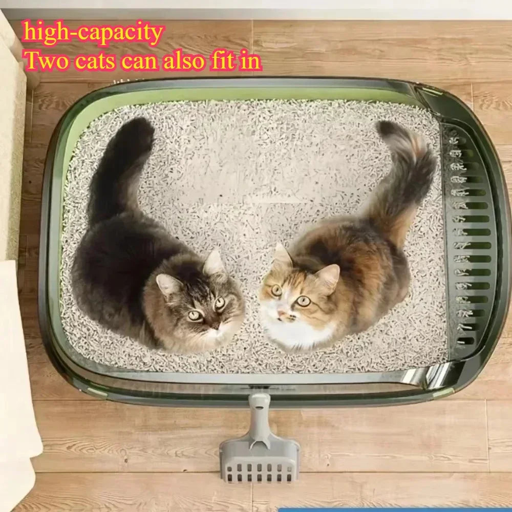 Open Style Cat Litter Box Thickened Simple Easy To Clean Splash Proof Pet Toilet Widening and Raising Semi Enclosed Cat Toilet Dropshipman