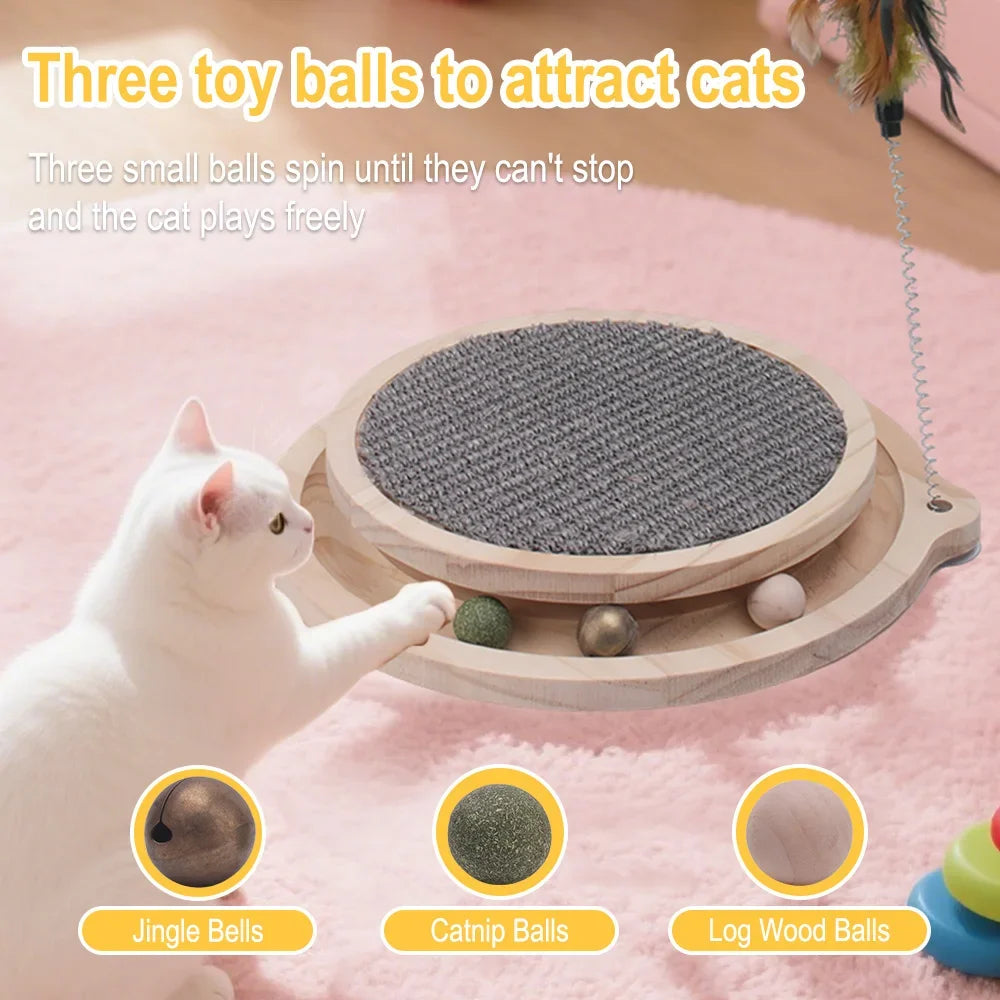 Cat Scratcher Cat Natural Sisal Scratching Pad Kitten Interactive Toy with Ball Track Ball for Chasing Hunting Mental Physical Dropshipman