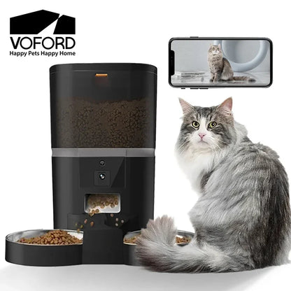 4L Automatic Pet Feeder With Camera APP Control Double Meal Smart Pet Time For Pet Cats Dog Food Stainless Steel Bowl Feeder