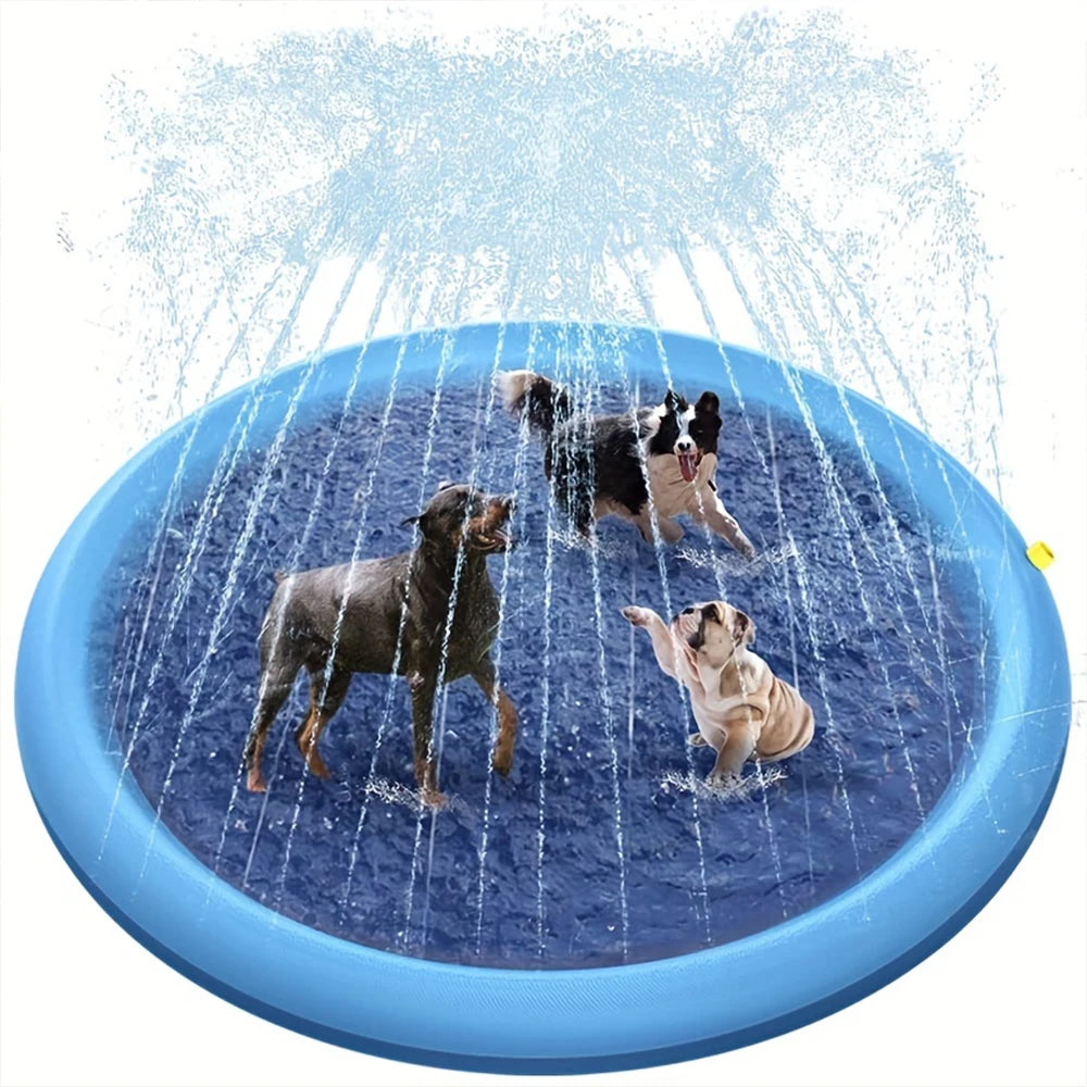 Dog Splash Pad Toy Thick Sprinkler Pool Anti-Slip Outdoor Summer Sprinkler Water Toy for Backyard Fountain Play Mat for Children