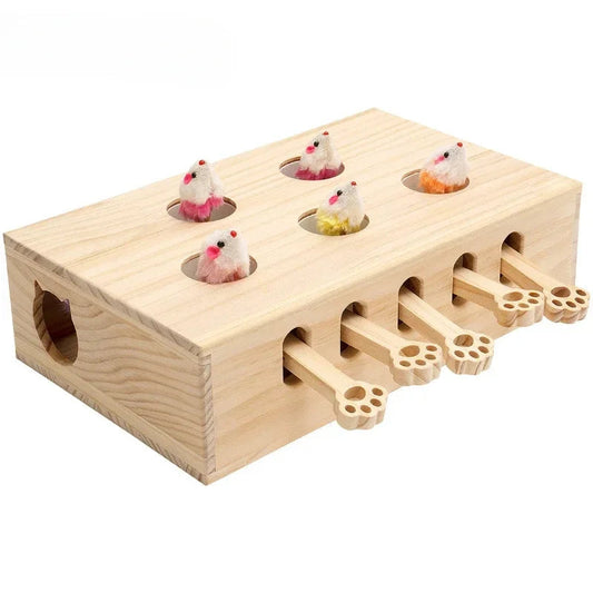 Cat Toys Interactive Whack-a-mole Solid Wood Toys for Indoor Cats Kitten Catch Mice Game Dropshipman