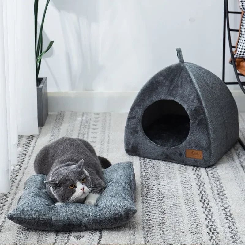 New Triangle Cat Nest Closed Cat House Pet Nest Warm and Thickened Deep Sleep Dog Nest Pet Supplies Closed Cat bed cat tents Dropshipman