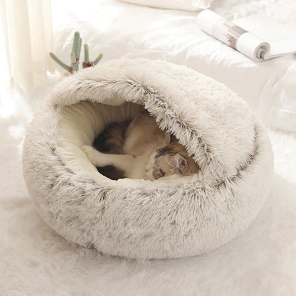 Soft Plush Pet Bed with Cover Round Cat Bed Pet Mattress Warm   Cat Dog  Sleeping Nest Cave for Small Dogs kitten Dropshipman