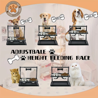 Adjustable Elevated Dog Bowl Raised Dog Bowl Rack for Large and Medium Dogs Dog Bowls Are Elevated with Two Dog Food Bowls