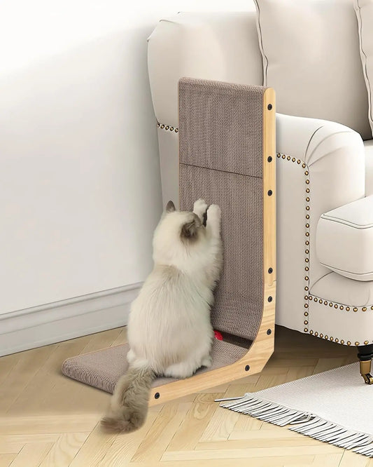 Cat Scratcher, 46cm 68cm L Shape Cat Scratch Pad Wall Mounted, Cat Scratching Cardboard with Ball Toy for Indoor Cats, Large Siz