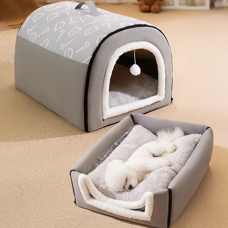Warm Dog House Detachable Pet Sleeping Bed for Small Medium Dogs Cats Soft Non-slip Dog Kennel Puppy Kitten Nest Pet Supplies Dropshipman