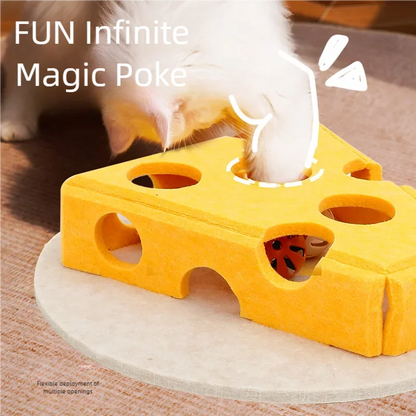 Felt Cat Puzzle Toy Hollow Interactive Teasing Box With Ball Scratch Resistant Claw Grinding Toy For Cats