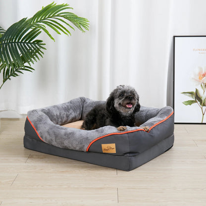 L XL 2XL 3XL Dog Bed Super Soft Orthopedic Foam Pet Bed Sleeping Mat with Cotton-padded Bolster and Removable Cover Dropshipman