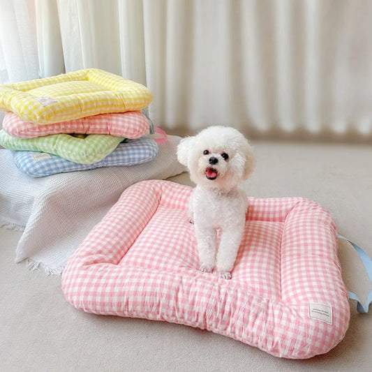Cute Plaid Dog Cat Cushion  Chic Pet Mat Soft Reversible Washable Pad for Bed, Sofa Non-Slip Comfort Mat for Puppy Kitten Small