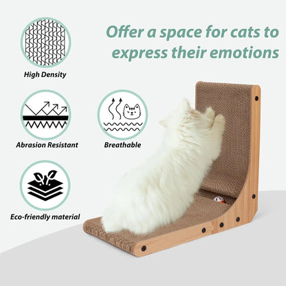 Cat Scratcher, 46cm 68cm L Shape Cat Scratch Pad Wall Mounted, Cat Scratching Cardboard with Ball Toy for Indoor Cats, Large Siz