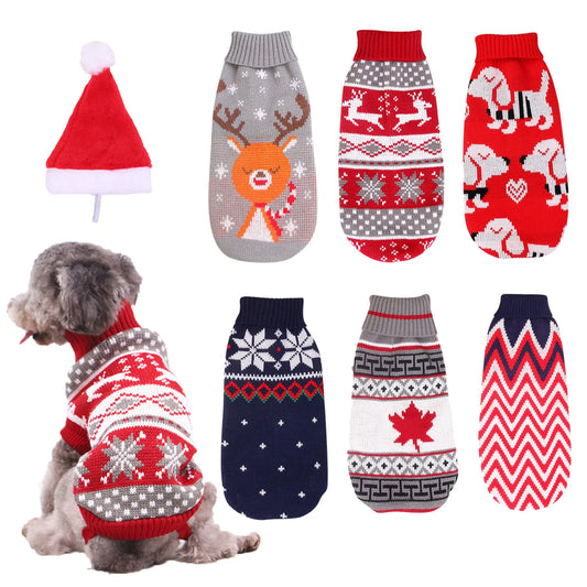 Popular Elk Print Cat Puppy Sweater Autumn Winter Pet Clothes Coat for Small Dogs Cats Cute Warm Sphynx Clothing Kitten Costume