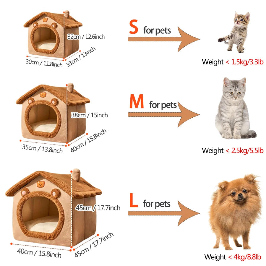 Foldable Pet House Removable Washable Cat House Puppy Cave Sofa Pet Bed House for Extra Small Dogs and Small and Medium Cats Dropshipman