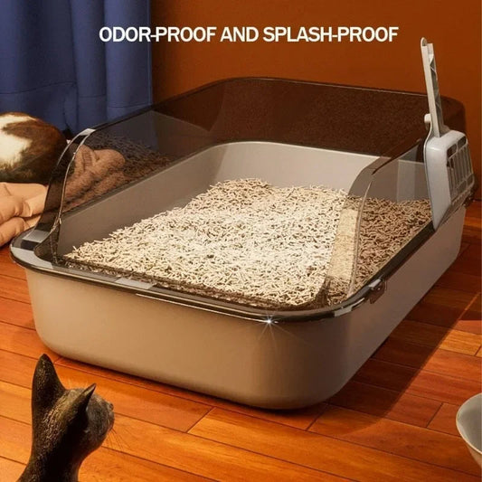 Cat Litter Box Semi Enclosed Design Large Capacity Splashproof Cover Easy Clean Non Stick Cat Toilet with Litter Scoop for Cats Dropshipman