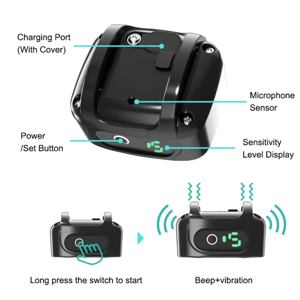 Pet Dog Anti Barking Device USB Ultrasonic Intelligent Electric Dogs Training Collar Dog Vibration Waterproof Collar Supplies Dropshipman