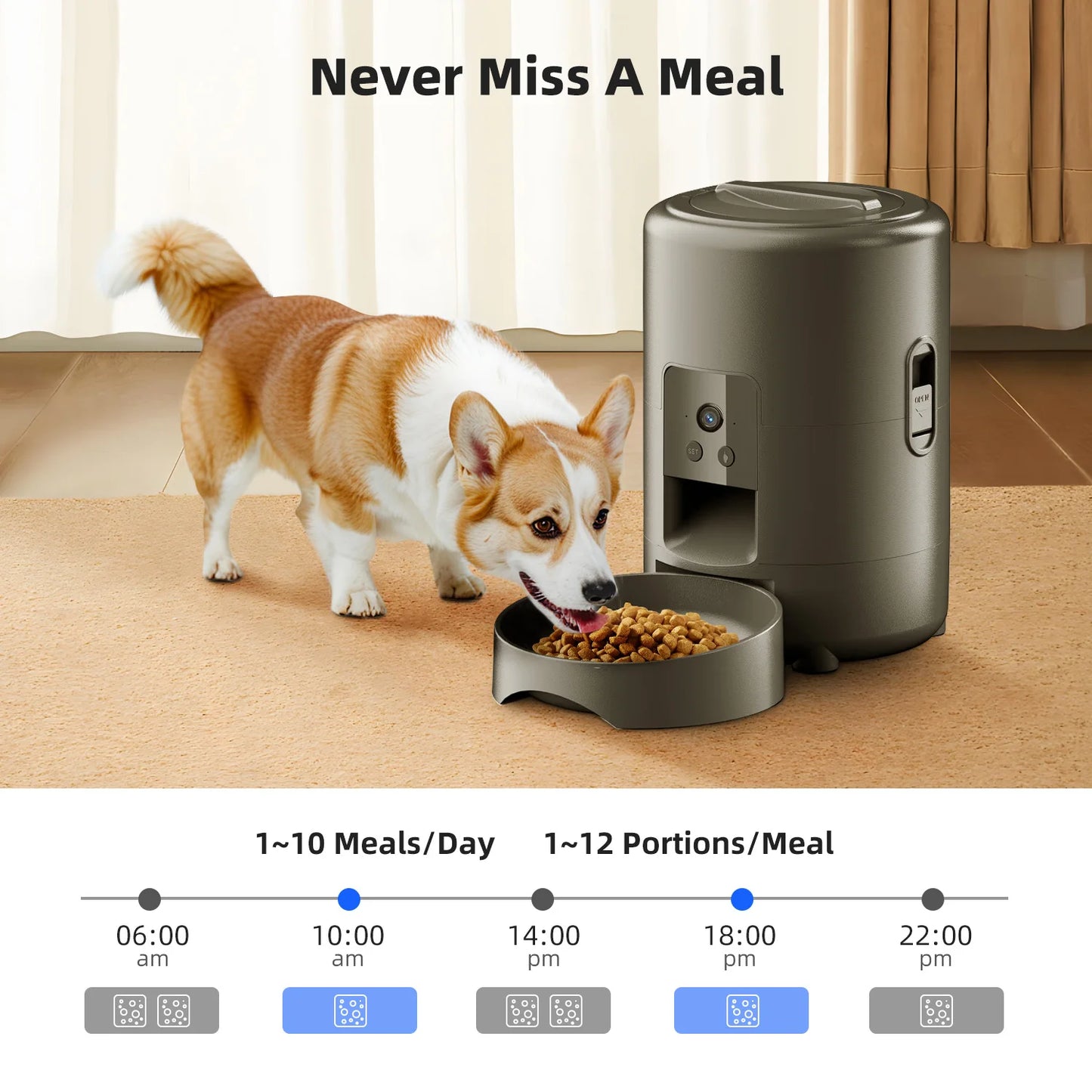 2L with video automatic cat feeder, intelligent timed and quantitative feeding, cat, dog and pet feeding bowl controlled by APP