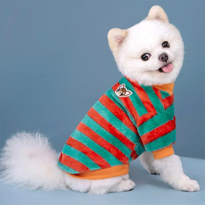 Soft Fleece Pet Clothes For Small Dogs Winter Warm Dog Vest Rainbow Striped Puppy Cats Clothing Chihuahua Poodle Shih Tzu Coats