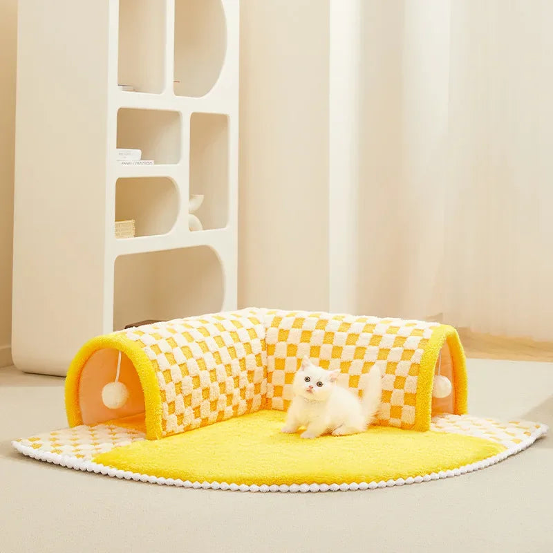 Cat Bed Can Play Cat Tunnel Dog House Bed Kitten Dog Basket Bed Cute Cat House Home Mat Pet Kennel Products Cama Para Gatos Dropshipman