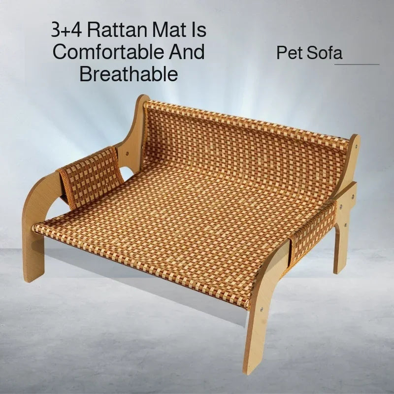 Summer Cooling Cat Bed Cool Mat Sofa Cat Scratch Wear-Resistant Cat Bed Rattan Lounge Chair Dog House Cat House Pet Sleeping Bed Dropshipman
