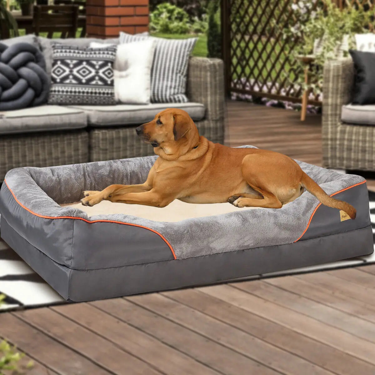 L XL 2XL 3XL Dog Bed Super Soft Orthopedic Foam Pet Bed Sleeping Mat with Cotton-padded Bolster and Removable Cover Dropshipman