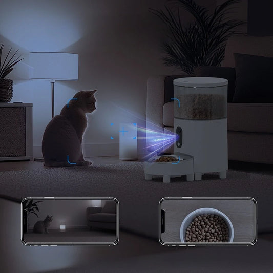 Automatic Cat Feeder with Video Function 4L, dual cameras Intelligent Timed and Quantitative Pet Dog Feeding Machine