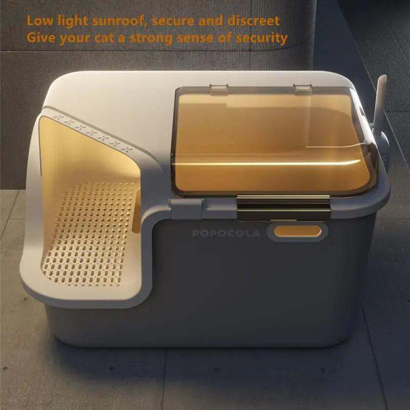 Large Cat Litter Boxes Corridor Style Design Enclosed Litter Tray Odor Splash-Proof Kitten Toilet Convenient Lid Pet Clean Dropshipman