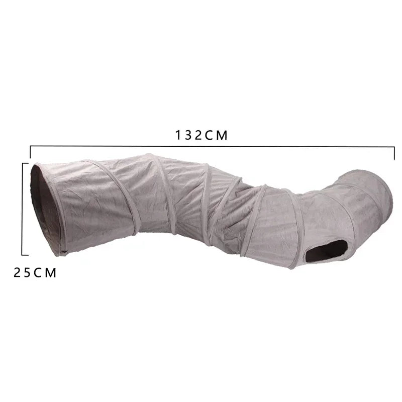 Cat Tunnel for Indoor Cats Collapsible Cat Toys Play Tube 3 Ways S Shape Cat Tunnel Grey Suede Pet Crinkle Tunnels for Cat Dropshipman