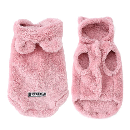 Winter Dog Hooded Clothes For Small Medium Dogs Cat Soft Puppy Rabit Ears Clothing Cute Kitten Costume Chihuahua Pug Pet Outfits