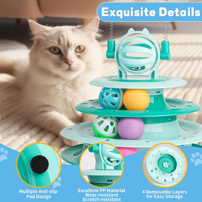 1pcs Indoor Cat Toys, Kitten Interactive Boredom Toys, Puzzle Toys With Ball Turntable Toys, Pet Sound Toys