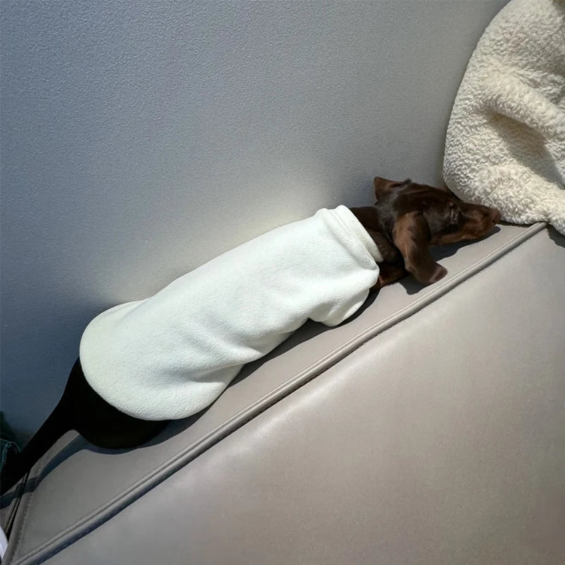 Two-Legged Fleece Sweater for Small Wiener Dogs Winter Short Sleeves Warm Coat for Small Dachshund Dogs Loungewear for Badger