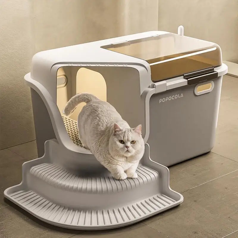 Large Cat Litter Boxes Corridor Style Design Enclosed Litter Tray Odor Splash-Proof Kitten Toilet Convenient Lid Pet Clean Dropshipman