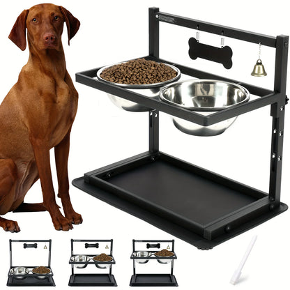 Adjustable Elevated Dog Bowl Raised Dog Bowl Rack for Large and Medium Dogs Dog Bowls Are Elevated with Two Dog Food Bowls