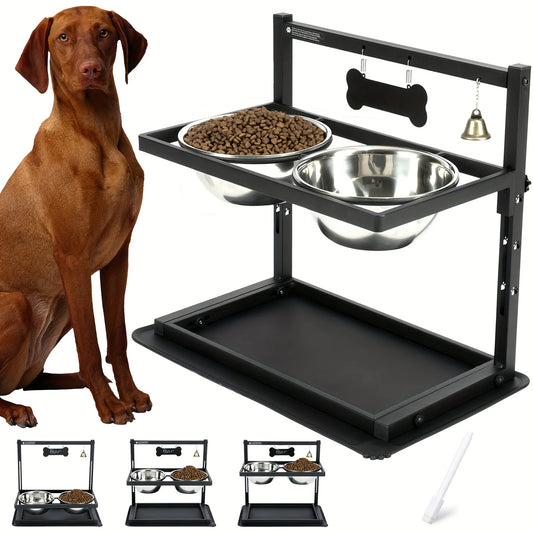 Adjustable Elevated Dog Bowl Raised Dog Bowl Rack for Large and Medium Dogs Dog Bowls Are Elevated with Two Dog Food Bowls
